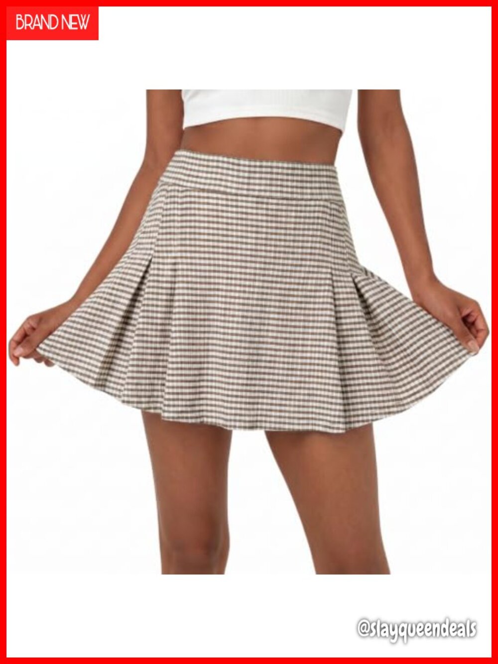 Plaid Pleated Mini Skort with Built-in Shorts High Waisted Tennis Skirt